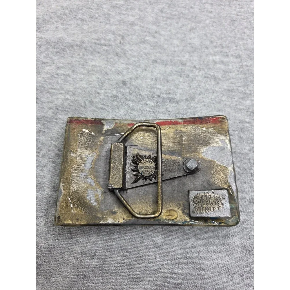 Lewis Belt Co Blue Resin Olympia Beer Heavy Belt Buckle